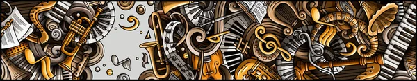 Banner doodle disegnato a mano di musica classica. Volantino dettagliato del fumetto. — Foto Stock
