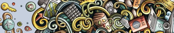 Viagem mão desenhada doodle banner. Folheto detalhado dos desenhos animados . — Fotografia de Stock