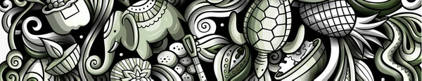 Índia mão desenhada doodle banner. Folheto detalhado dos desenhos animados . — Fotografia de Stock