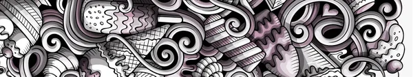 Sorvete mão desenhado doodle banner. Folheto detalhado dos desenhos animados . — Fotografia de Stock