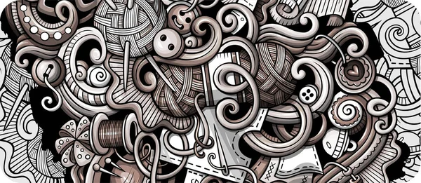 Handmade mão desenhada doodle banner. Folheto detalhado dos desenhos animados . — Fotografia de Stock