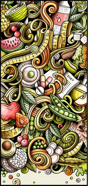 Διατροφή χέρι σχεδιάζεται doodle πανό. Cartoon αναλυτικό φυλλάδιο. — Φωτογραφία Αρχείου