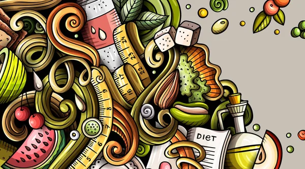 Διατροφή χέρι σχεδιάζεται doodle πανό. Cartoon αναλυτικό φυλλάδιο. — Φωτογραφία Αρχείου