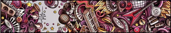 Disco Musik handritad doodle banner. Tecknad detaljerad flygblad. — Stockfoto