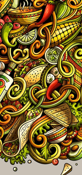 墨西哥食品手绘涂鸦横幅。漫画详细传单. — 图库照片