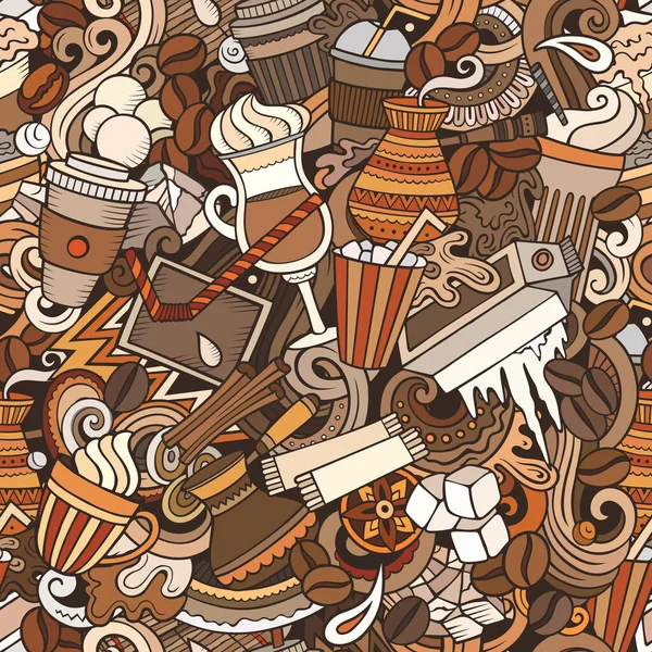Mrożona kawa ręcznie rysowane bazgroły bezszwowy wzór — Wektor stockowy