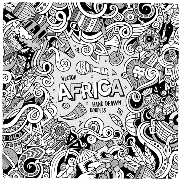 Cartoon schattige doodles Afrika frame — Stockvector