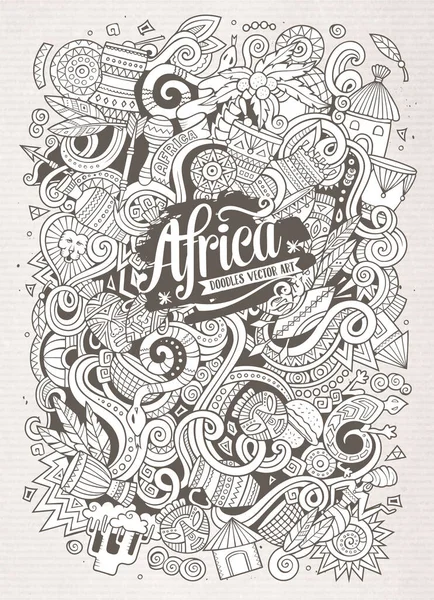 Γελοιογραφία χαριτωμένο doodles Αφρική εικονογράφηση — Διανυσματικό Αρχείο
