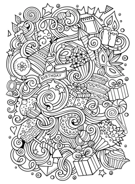 Мультфільм Намальований Вручну Каракулі Святкові Ілюстрації Лінійне Мистецтво Деталізовано Великою — стоковий вектор