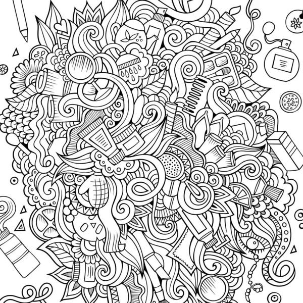 Desenhos animados doodles cosméticos frame design — Vetor de Stock