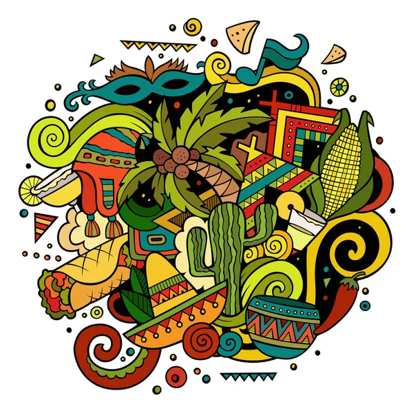 Karikaturen Handgezeichnet Lateinamerikanische Illustrationen Detailliert Mit Vielen Objektvektorhintergründen — Stockvektor