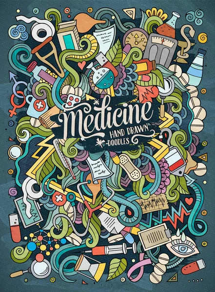 Tecknad Söt Klotter Handritad Medicinsk Illustration Färgglada Detaljerad Med Massor — Stock vektor