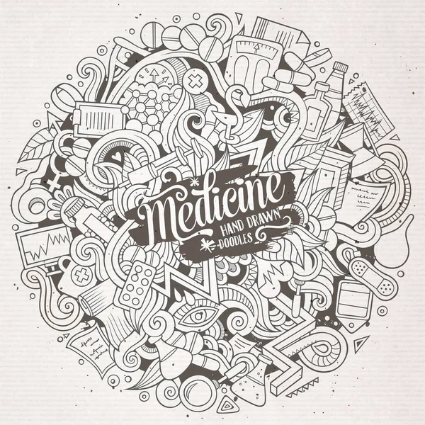 Cartoon Cute Doodles Hand Drawn Medical Illustration Line Art Detailed — Stock Vector