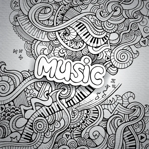 Musik Sketchy Anteckningsbok Doodles Illustration Handritade Vektorer — Stock vektor