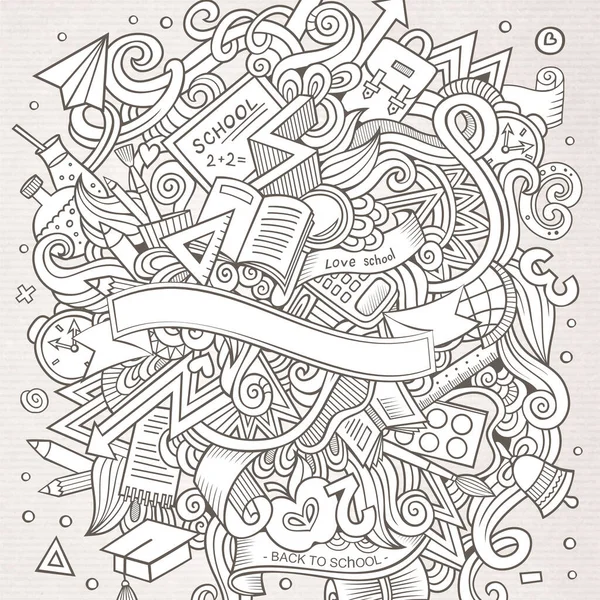 Tecknad Vektor Handritade Doodle Temat Utbildning Sketchy Design Bakgrund Med — Stock vektor