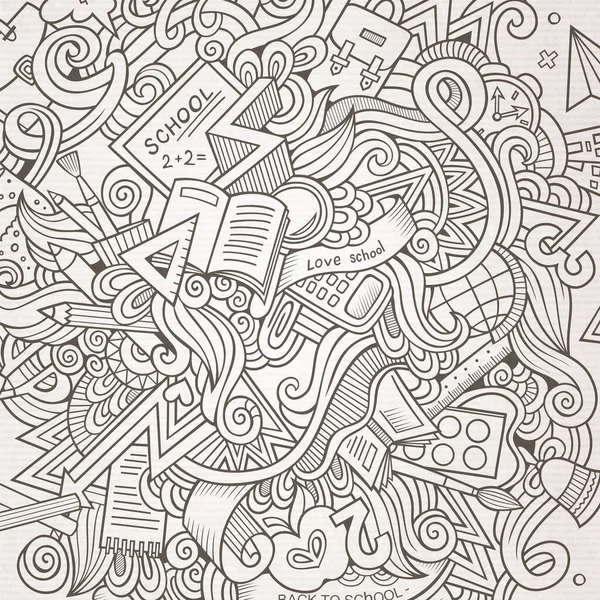 Tecknad Vektor Handritade Doodle Temat Utbildning Sketchy Design Bakgrund Med — Stock vektor