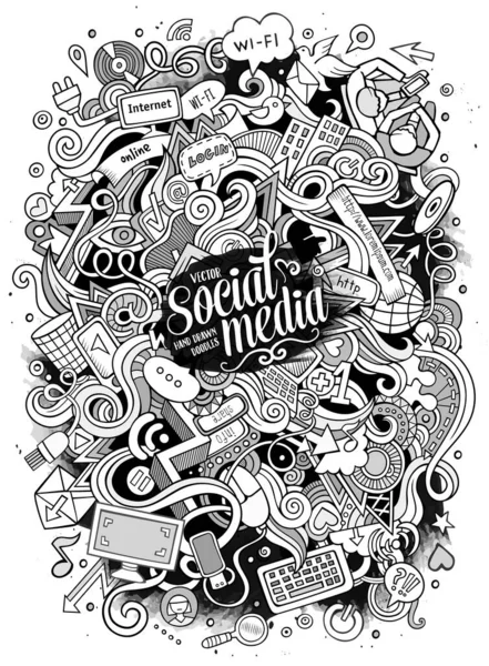 Мультяшні Милі Каракулі Рука Намальована Ілюстрація Соціальних Медіа Лінія Мистецтва — стоковий вектор