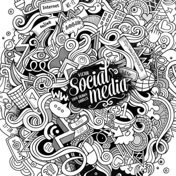 Çizgi Film Şirin Karalamalar Çizimi Sosyal Medya Illüstrasyonu Çizgi Çizimleri — Stok Vektör