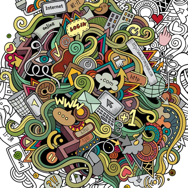 Карикатура Симпатичных Дураков Нарисованная Вручную Социальных Сетях Красочный Детальный Большим — стоковый вектор