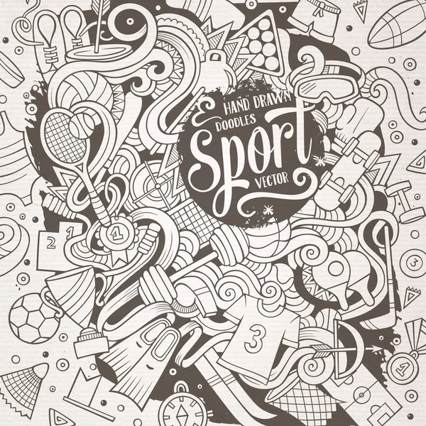 Cartoon Schattige Doodles Met Hand Getekend Sport Illustratie Line Art — Stockvector