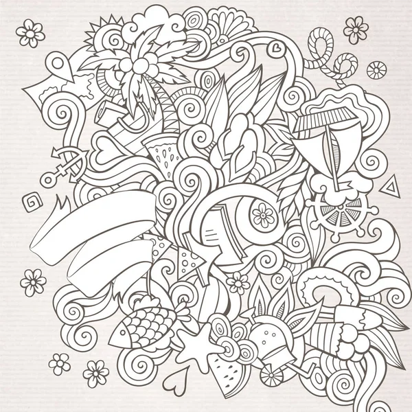 Doodles Abstracto Decorativo Verano Bosquejo Vector Fondo — Archivo Imágenes Vectoriales