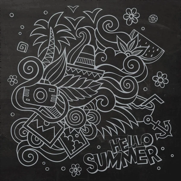 Doodles Abstrakte Dekorative Sommer Vektor Kreidetafel Hintergrund — Stockvektor