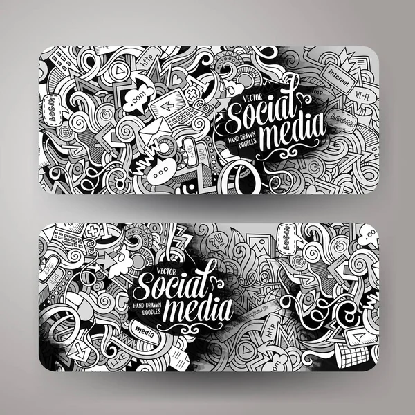 Cartoon Vektor Handgezeichnete Doodles Internet Corporate Identity Horizontale Banner Design — Stockvektor