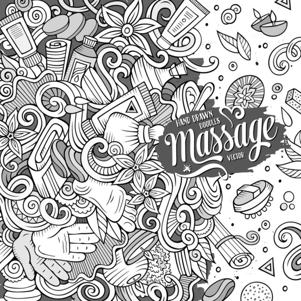 Dessin Animé Mignon Gribouillis Dessiné Main Massage Frame Design Art — Image vectorielle