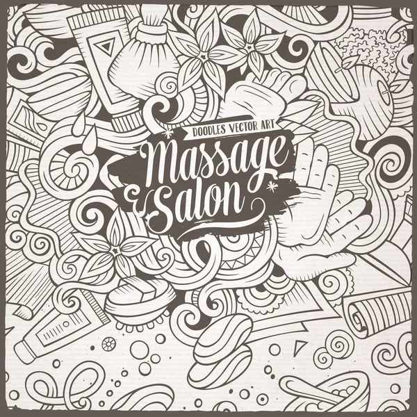 Dessin Animé Mignon Gribouillis Dessiné Main Massage Frame Design Art — Image vectorielle