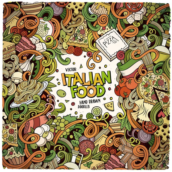 Kreskówka Ręcznie Rysowane Bazgroły Włoski Żywności Ilustracji Kolorowe Szczegółowe Dużą — Wektor stockowy