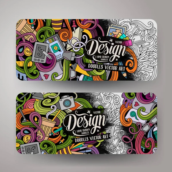 Desene Animate Colorate Vectoriale Desenate Manual Doodles Design Identitate Corporativă — Vector de stoc