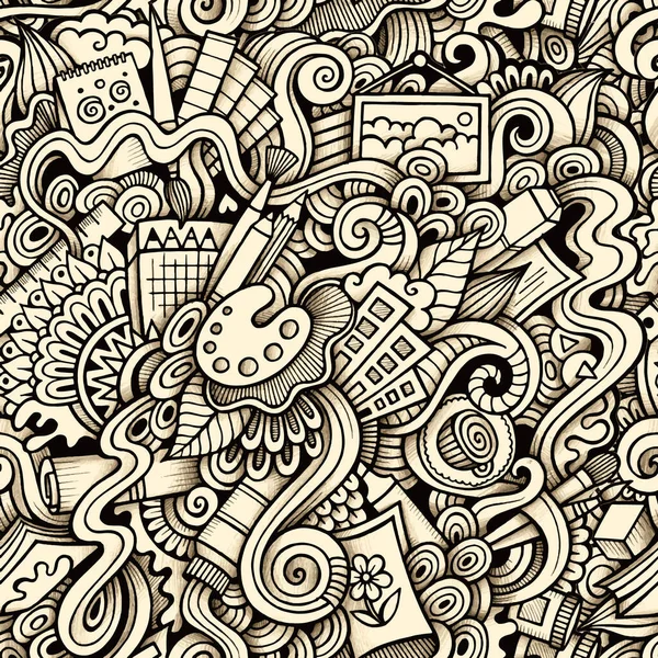 Desenhos Animados Rabiscos Desenhados Mão Sobre Tema Estilo Arte Padrão — Vetor de Stock