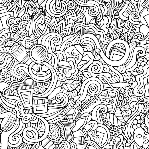 Cartone Animato Disegnato Mano Doodles Sul Tema Del Modello Senza — Vettoriale Stock