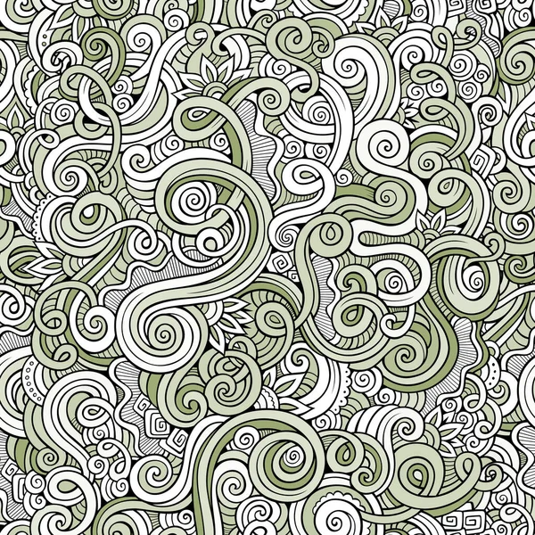 Decorativo Dibujado Mano Doodle Naturaleza Ornamental Rizo Vector Patrón Inconsútil — Archivo Imágenes Vectoriales