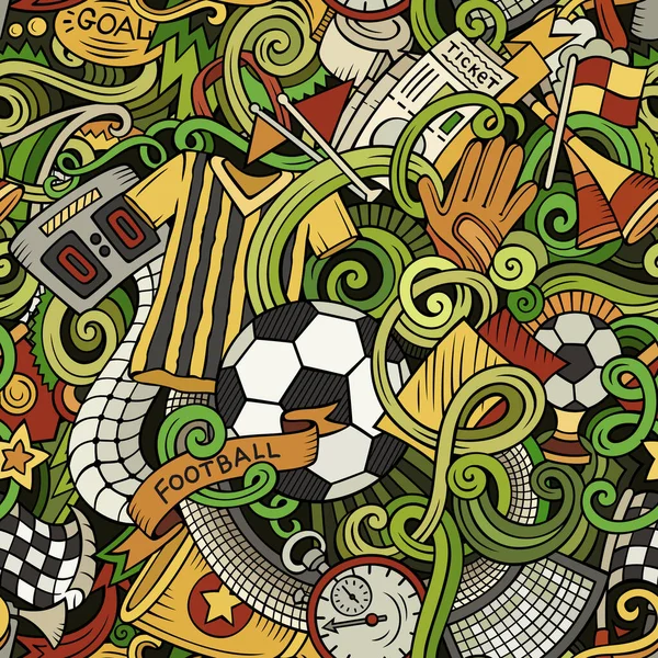Dibujos Animados Garabatos Lindo Dibujado Mano Patrón Sin Costura Fútbol — Archivo Imágenes Vectoriales