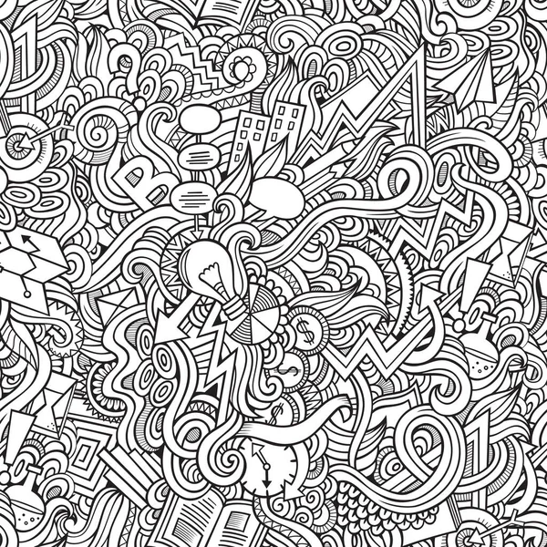 Tekenfilm Schattige Doodles Hand Getekend Idee Naadloos Patroon Line Art — Stockvector