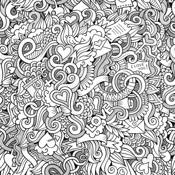 Doodles Abstracto Decorativo Sentimientos Amor Vector Inconsútil Patrón Sin Costuras — Archivo Imágenes Vectoriales