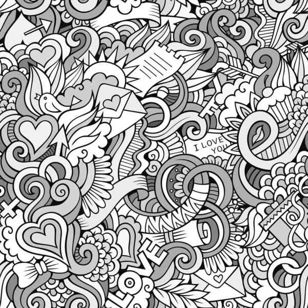 Doodles Abstracto Decorativo Sentimientos Amor Vector Inconsútil Patrón Sin Costuras — Archivo Imágenes Vectoriales