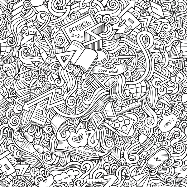 Cartoon Vettore Disegnato Mano Doodles Sul Tema Della Scuola Istruzione — Vettoriale Stock