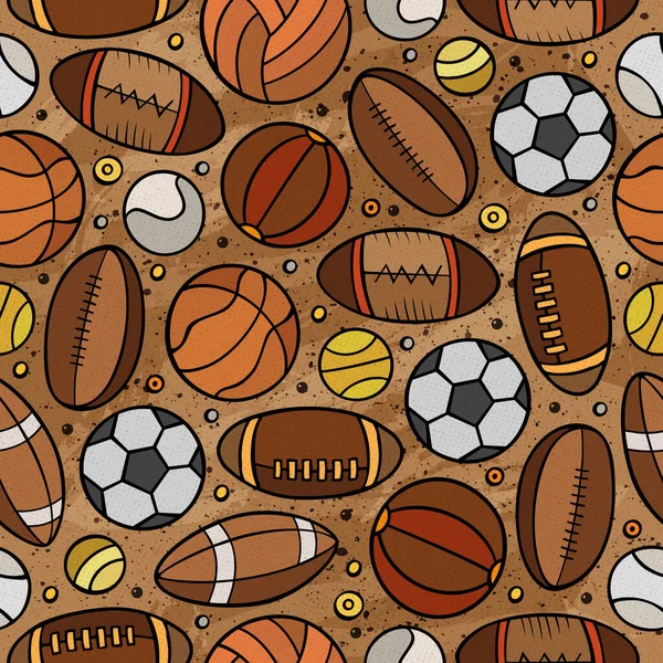 Cartoon Cute Strony Rysowane Sport Bezszwowy Wzór Kolorowe Szczegóły Dużą — Wektor stockowy