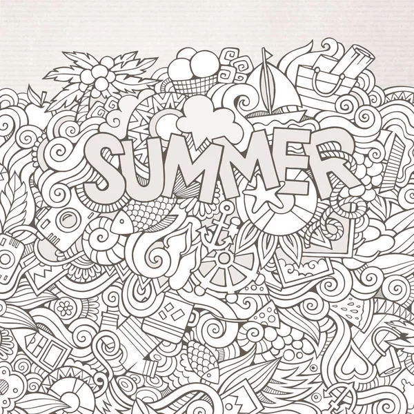 Summer Håndskrift Doodles Elementer Vektorillustration – Stock-vektor