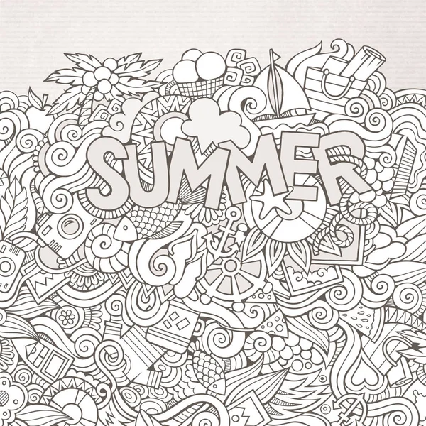 Zomer Handschrift Doodles Elementen Vectorillustratie — Stockvector