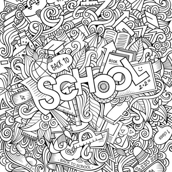 Dessin Animé Esquissé Main Doodle Sur Sujet Éducation Arrière Plan — Image vectorielle