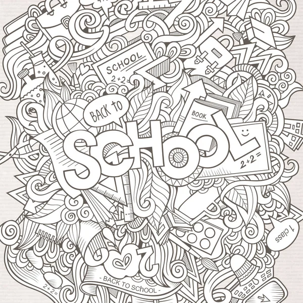 Cartoon Schizzo Disegnato Mano Doodle Sul Tema Dell Istruzione Sfondo — Vettoriale Stock