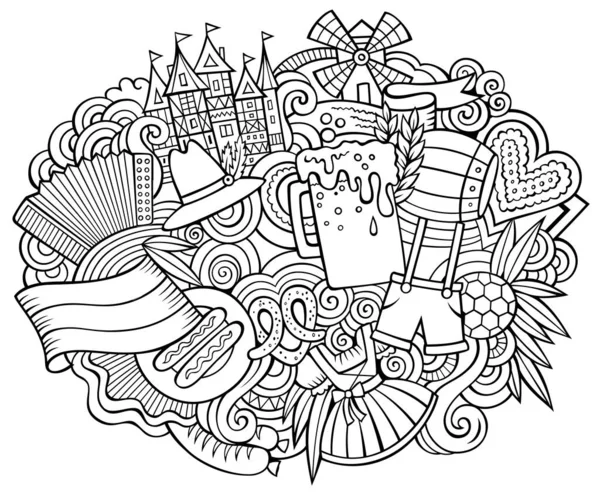 Німеччина Намалювала Ілюстрації Каракулів Дивний Дизайн Подорожей Творче Мистецтво Векторне — стоковий вектор