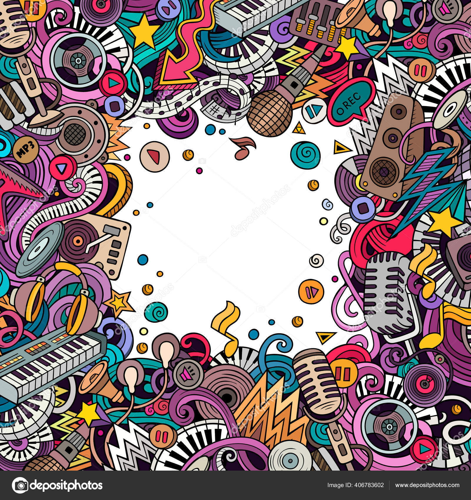 Cartoon Raster Doodles Disco Music Frame Colorful Detailed Lots Objects Stock Photo by ©3dsparrow 406783602 Cartoon Raster Doodles Disco Music Frame Colorful Detailed Lots Objects Stock Photo by ©3dsparrow 406783602