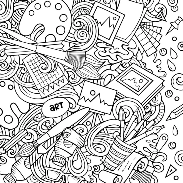 Cartoon Raster Doodles Art Card Line Art Detailní Spoustou Objektů — Stock fotografie