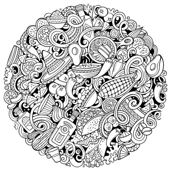 Mexikanska Mat Hand Dras Raster Doodles Illustration Maten Affisch Design — Stockfoto