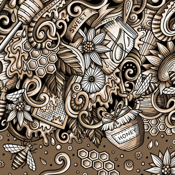 Cartoon Niedliche Kritzeleien Handgezeichnet Honey Rahmen Design Grafik Detailliert Mit — Stockfoto