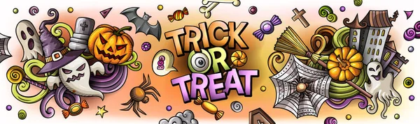 Happy Halloween Cartoon Digital Illustration October Trick Treat Objects Decoration — Stock Photo, Image